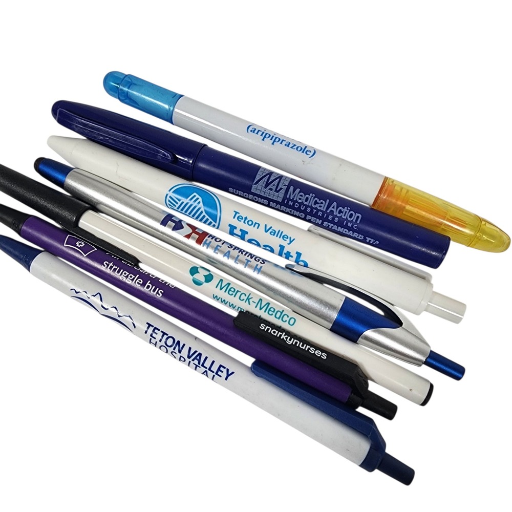 Lot of 9 Promotional Pens Medical Health Pharma & Funny Nurse.‎ Hospital Pens